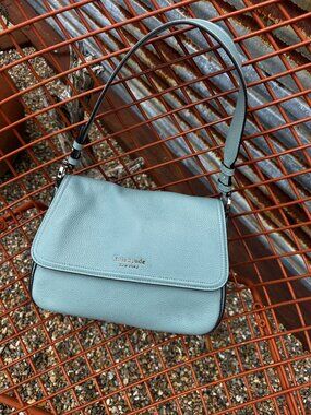 Hudson Pebbled Leather Medium Convertible Flap Shoulder Agean Blue  Kate spade